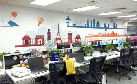 京山教你设计办公室墙绘的方法。