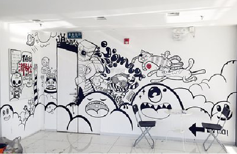 京山手绘墙并非传统涂鸦。